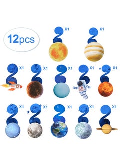 Easy Joy Easy Joy Solar System Hanging Swirl 12 Pieces Decorations Outer Space Party Planets Supplies Space Decorations Space Party Star Wars Decorations Galaxy Room Decor Space Room Decor  - Image 3
