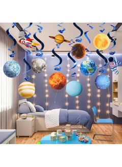 Easy Joy Easy Joy Solar System Hanging Swirl 12 Pieces Decorations Outer Space Party Planets Supplies Space Decorations Space Party Star Wars Decorations Galaxy Room Decor Space Room Decor  - Image 4