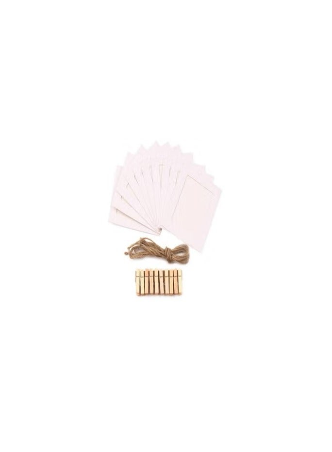 Paper Photo Frame Set With Wooden Clip And String - Image 1