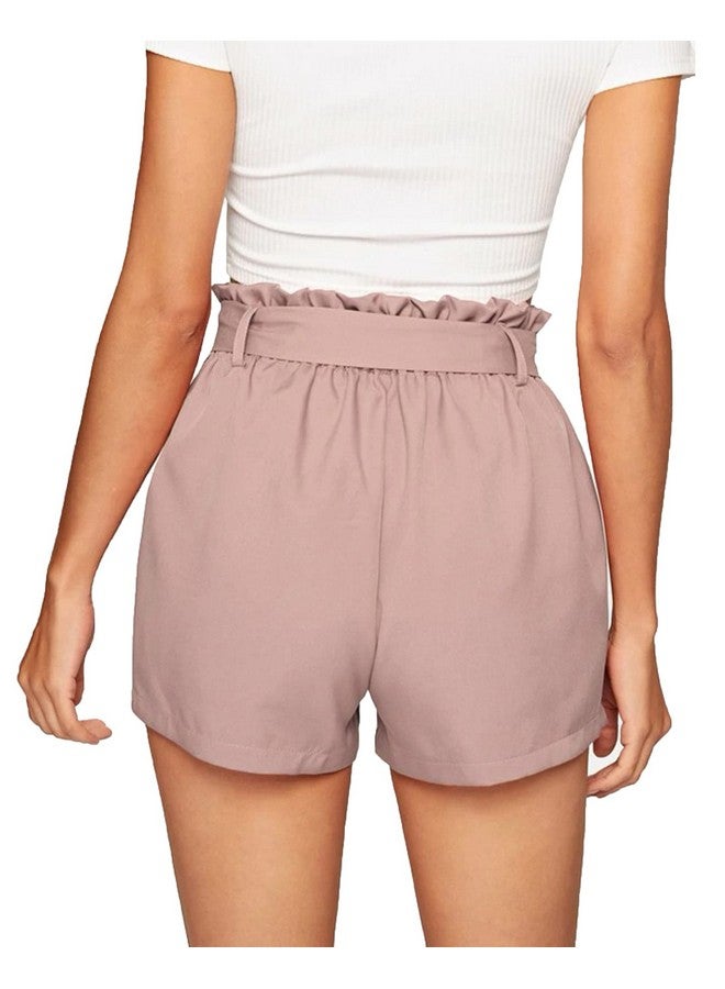Addyvero ADDYVERO High Rise Elastic Knot & Tie Crepe Solid Regular Short Length Women Shorts (Pink, 32) - Image 5