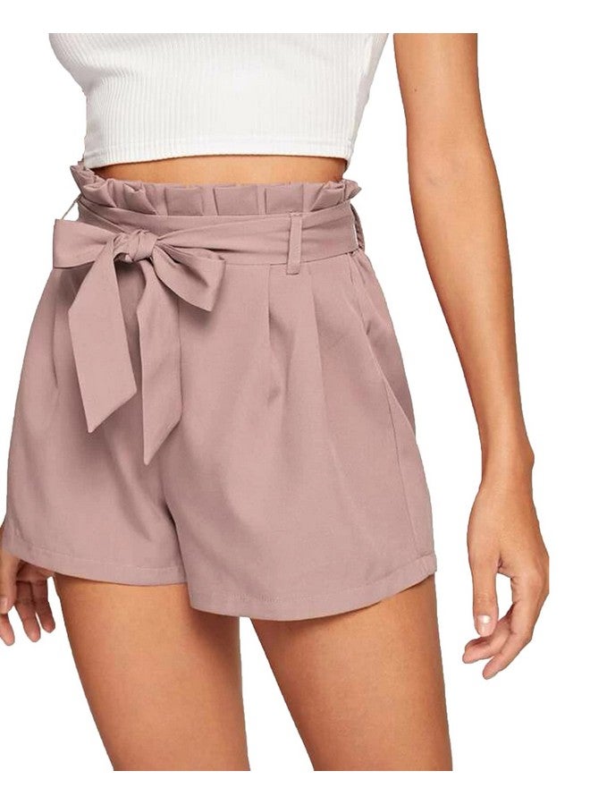 Addyvero ADDYVERO High Rise Elastic Knot & Tie Crepe Solid Regular Short Length Women Shorts (Pink, 32) - Image 2