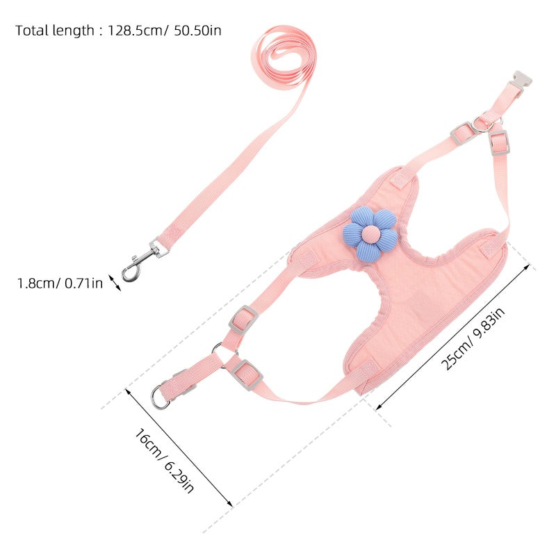 Adjustable Pink Dog Harness and Leash Set for Small Dogs Puppy Walking Outdoor Adventures - Image 3