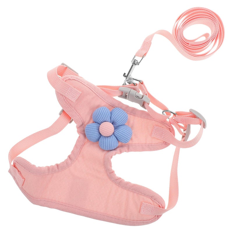 Adjustable Pink Dog Harness and Leash Set for Small Dogs Puppy Walking Outdoor Adventures - Image 2