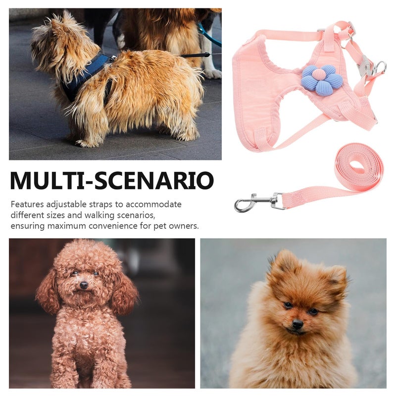 Adjustable Pink Dog Harness and Leash Set for Small Dogs Puppy Walking Outdoor Adventures - Image 4