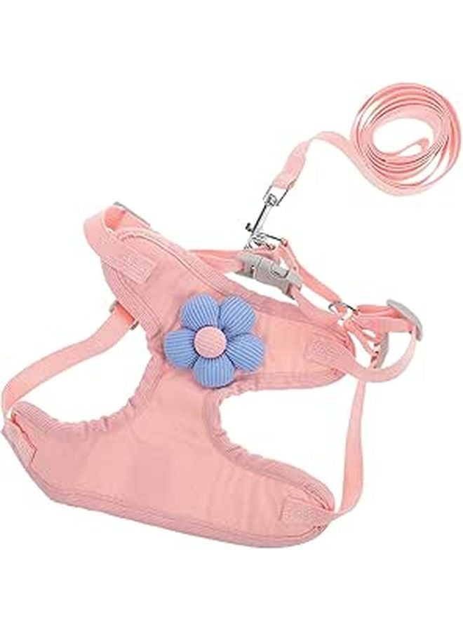 Adjustable Pink Dog Harness and Leash Set for Small Dogs Puppy Walking Outdoor Adventures - Image 1