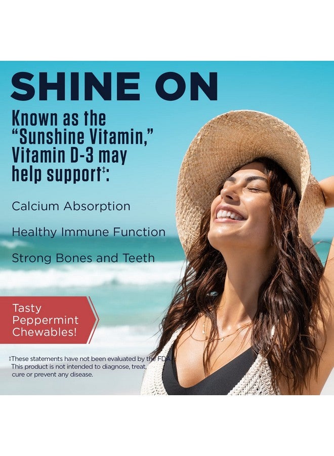 KAL Vitamin D3 5000 IU 125 mcg, High Potency Vitamin D Chewables, Calcium Absorption, Bone Health and Immune Support Supplement, Natural Peppermint Flavor, 60-Day Guarantee, 60 Servings, 60 Chews - Image 4