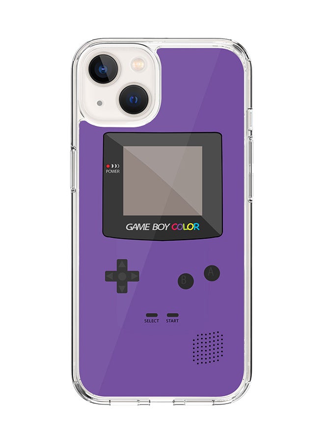 Stylizedd Classic Clear for Apple iPhone 14 Case Hybrid Soft Cover Flexible Edges Anti Drop TPU PC Gel Thin Transparent Cover [ Designed for Apple iPhone 14 ] - Gameboy Color - Purple