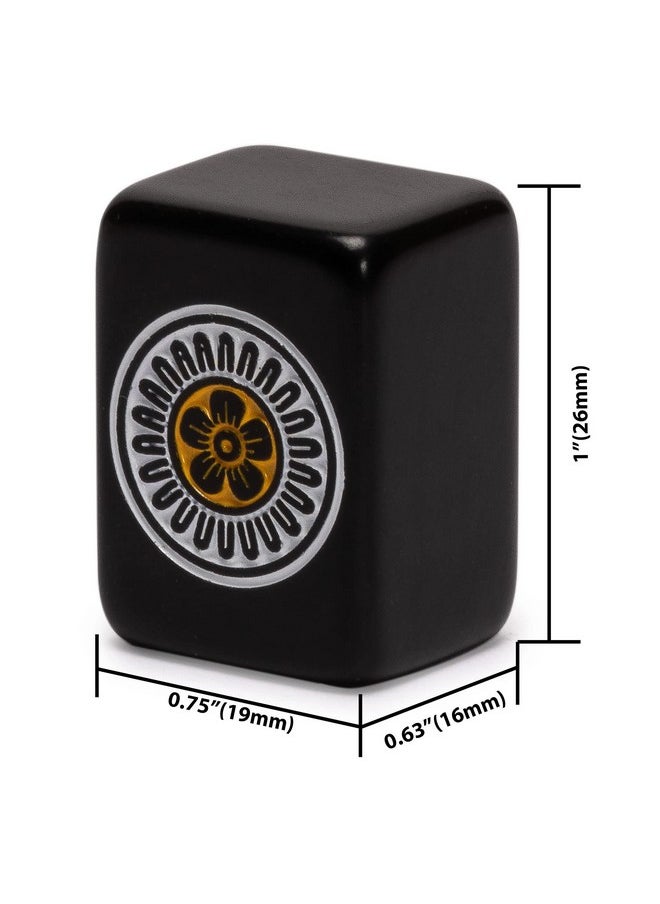 Yellow Mountain Imports - Japanese Riichi Mahjong Set Black Standard Size Tiles And Vinyl Case With East Wind Tile Set Of Scoring Sticks & Dice - Image 1