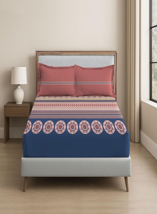 Trident Soft Comfort Bedsheet for Double Bed, 210 TC 100% Cotton Bedsheet, Soft and Breathable, King Size Bedsheet with 2 Pillow Covers - Earthy Tale - Image 3