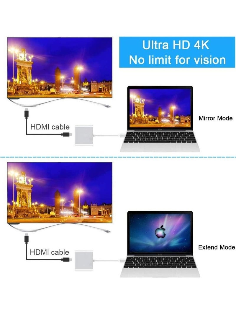 BGM - USB C to HDMI Multiport Adapter 3-in-1 Type-C Hub with Thunderbolt 3 to HDMI 4K Output, USB 3.0 Port, PD Quick Charging Port – Digital AV Adapter for MacBook Pro, MacBook Air, Projectors, Monitors - Image 1
