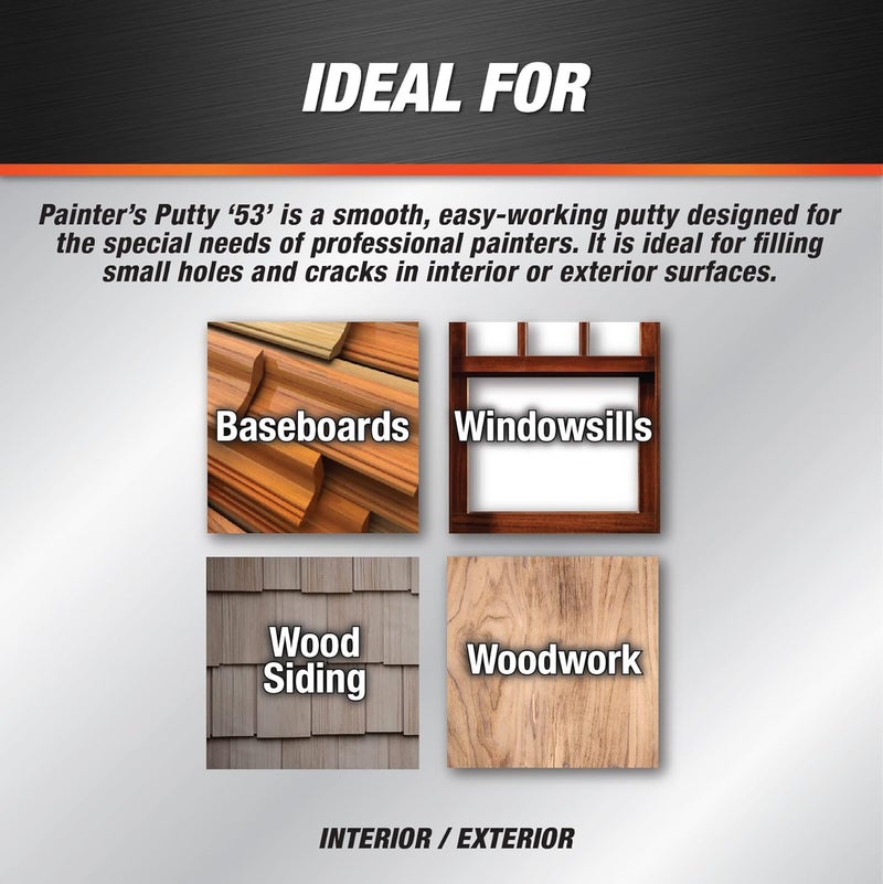 DAP Painter's Putty '53' - 16 oz White Interior/Exterior Putty for Nail Holes and Cracks - Image 4