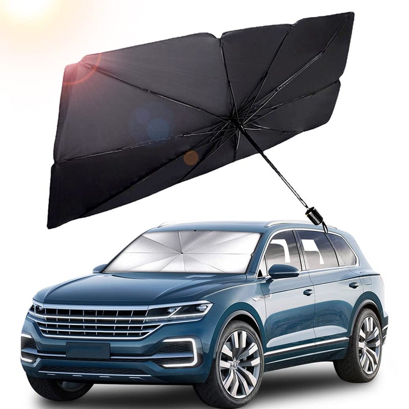AOCISKA 55 x 31 Car Sunshade UmbrellaUpgraded Windshield Cover Sun ShadeUV Reflecting Portable Front Window CoverUniversal Car Windshield SunshadesUV Block for Front WindowsFits Most Vehicles