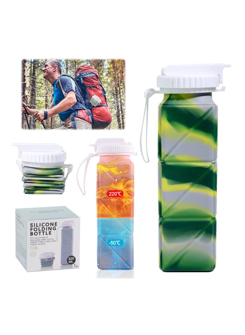 Hihonor Collapsible Water Bottles 620ml Foldable Silicone Sports Water Bottles Leakproof BPA Free Travel Water Bottle with Straw Lightweight Durable Folding Gym Bottle for Camping, Hiking - Image 3