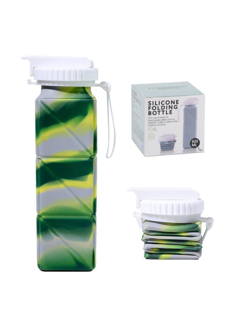 Hihonor Collapsible Water Bottles 620ml Foldable Silicone Sports Water Bottles Leakproof BPA Free Travel Water Bottle with Straw Lightweight Durable Folding Gym Bottle for Camping, Hiking - Image 1