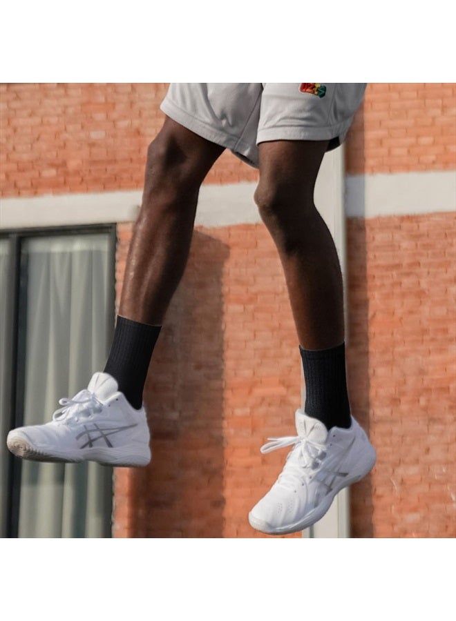 YUEDGE Mens Black Cushioned Crew Socks Moisture Wicking Gym Golf Training Athletic Socks for Men Size 10-13, Casual Cotton Socks Anti Sweat Work Socks, 5 Pairs - Image 5