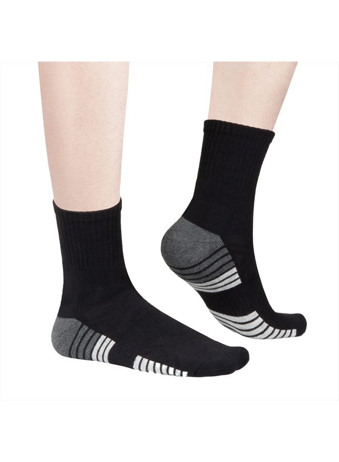 YUEDGE Mens Black Cushioned Crew Socks Moisture Wicking Gym Golf Training Athletic Socks for Men Size 10-13, Casual Cotton Socks Anti Sweat Work Socks, 5 Pairs - Image 4