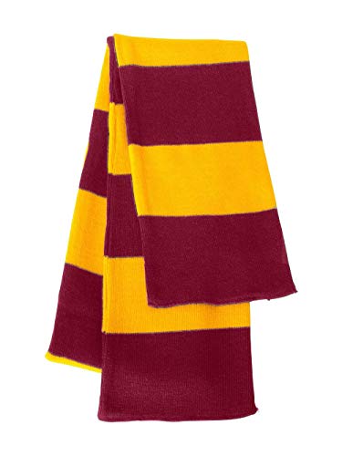 Sportsman - Rugby-Striped Knit Scarf - SP02 - One Size - Cardinal/ Gold - Image 2