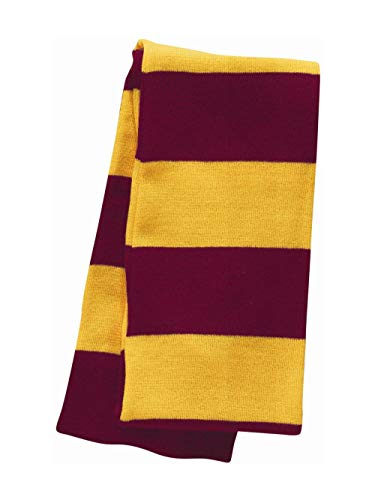 Sportsman - Rugby-Striped Knit Scarf - SP02 - One Size - Cardinal/ Gold - Image 1