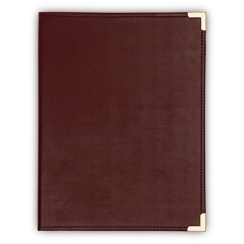 Samsill Classic Collection Business Portfolio - Executive Padfolio for Resume & Document Organizer - 8.5 by 11-Inch Legal Pad, Faux Leather with Brass Corners (Burgundy) - Image 1