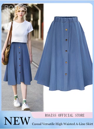 Women's Fashion Versatile Denim Skirt Soft Lightweight Elastic Waist Design High Waisted A-Line Skirt - pzsku/Z102032EC1C324FAC9F4FZ/45/_/1703324837/60791b40-eb98-4083-b0b4-1291d24cbc03