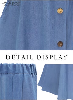 roaiss Women's Fashion Versatile Denim Skirt Soft Lightweight Elastic Waist Design High Waisted A-Line Skirt  - Image 2