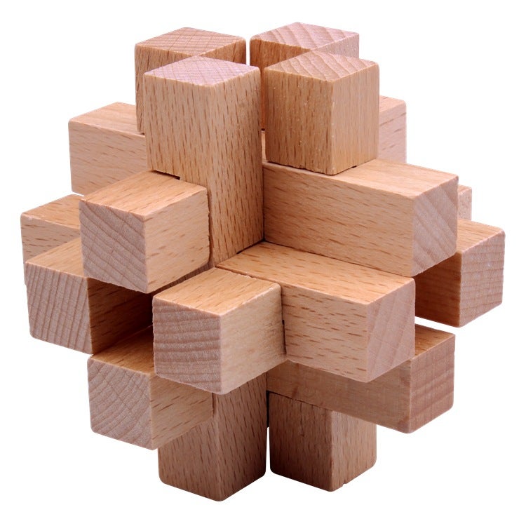 Beech Kongming Lock Classical Adult Intelligence Children'S Educational Toys Disassembly Ring Unlock Mortise And Tenon Luban Lock - Image 1
