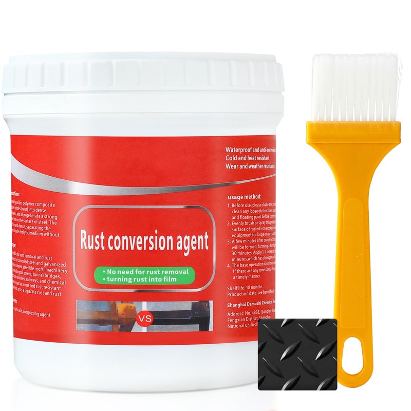 TPTAL Rust RenovatorRust Remover for MetalRust Converter for MetalWaterBased Rust Remover for Metal Rust Removal Converter Metallic Paint with BrushMultiFunctional AntiRust Paint 300gBlack - Image 2