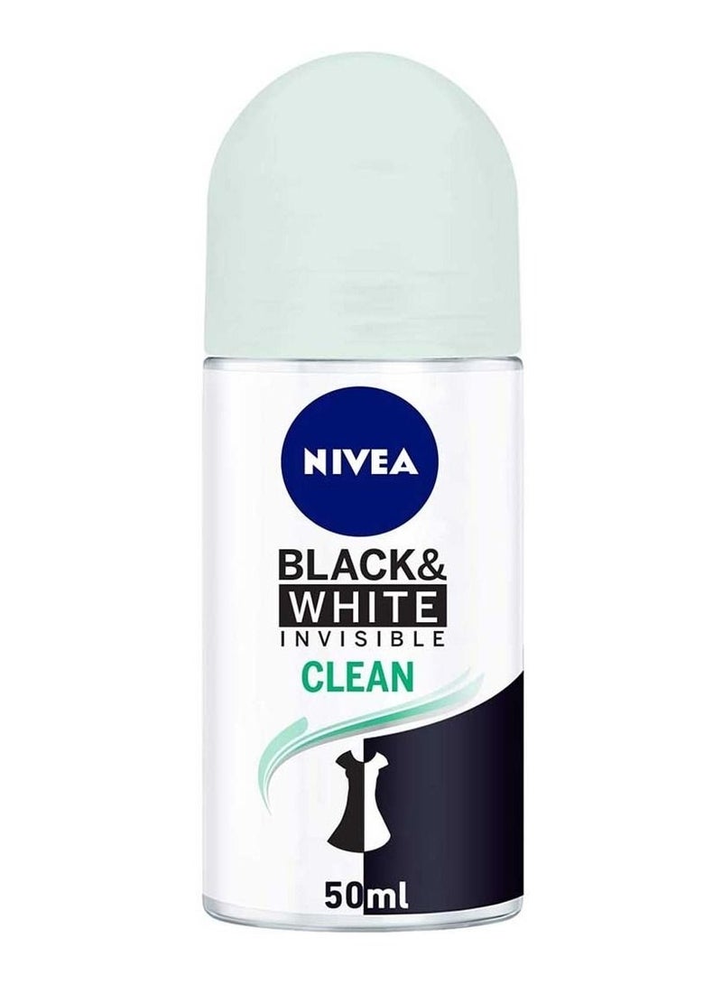 Black and White Invisible Clean Roll On Antiperspirant for Women Roll on 50ml