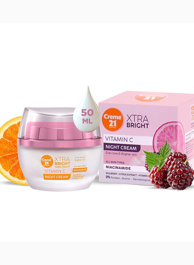 Creme 21 Xtra Bright Night Cream | Face Cream With Niacinamide, Vitamins C, E & B5 | Nourishes, Revitalizes & Brightens Skin Overnight | Suitable for All Skin Types | Born in Germany - Image 1