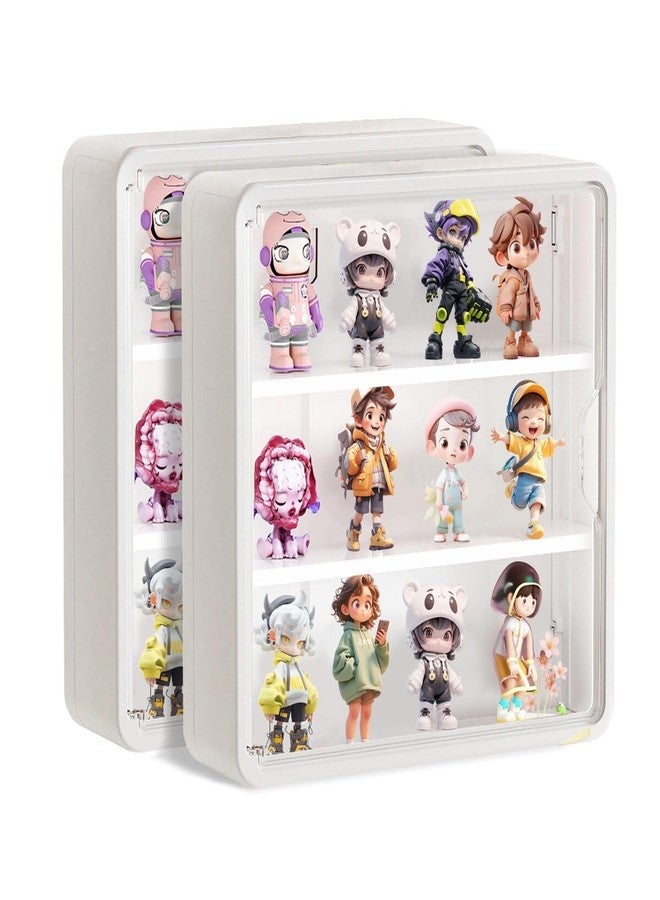 Feleolibe 2Pcs White Display Case for Figures,Wall Mounted Acrylic Clear Storage Case,Dust Proof Display Cabinet Organizer with Shelves Magnetic Door for Mini Figure Toys or Collectibles Figures - Image 1