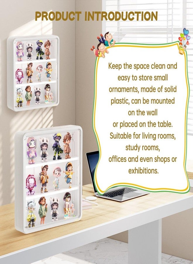 Feleolibe 2Pcs White Display Case for Figures,Wall Mounted Acrylic Clear Storage Case,Dust Proof Display Cabinet Organizer with Shelves Magnetic Door for Mini Figure Toys or Collectibles Figures - Image 3