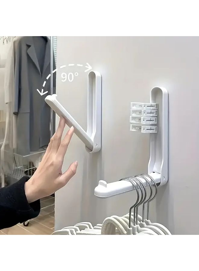 White Foldable No Drill Hanger Storage Tool For Bedroom Organization - Image 2