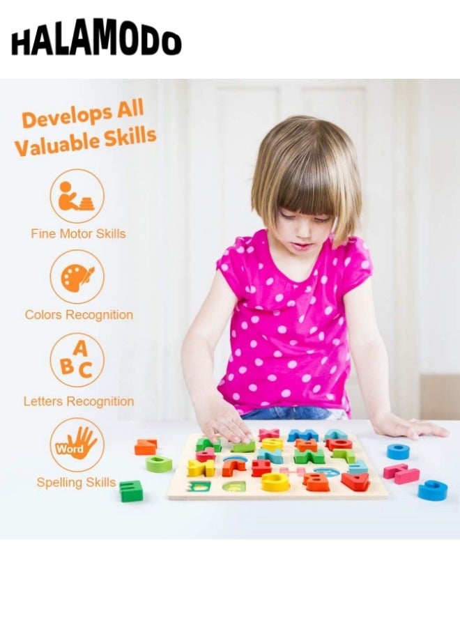 هالامودو لعبة أحجية الحروف الأبجدية الخشبية أحجية الحروف الأبجدية أحجية فرز الحروف الأبجدية كتل لوحة مونتيسوري لعبة مطابقة بانوراما تعليمية تعليمية مبكرة هدية للأطفال في سن ما قبل المدرسة - Image 5