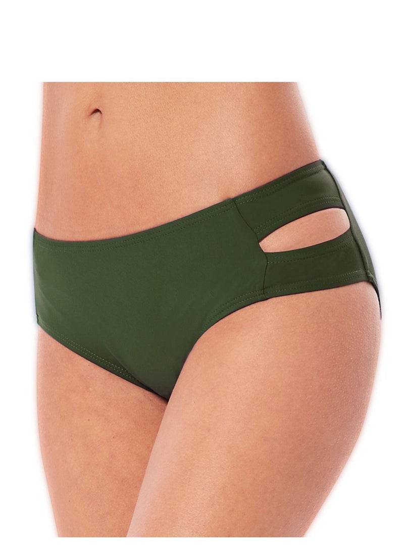 Loquat Military green solid color swimsuit split type halter belt suspenders swimsuit lady bikini  - Image 4