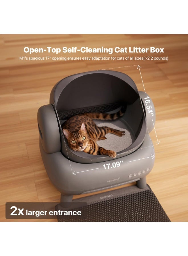 نياكاسا صندوق الرمل الذكي للقطط نيكاسا M1 بتصميم مفتوح من الأعلى | تنظيف ذاتي تلقائي مع تحكم عبر التطبيق، خالٍ من الروائح، سعة كبيرة ومستشعرات أمان – يشمل أكياس النفايات - Image 5