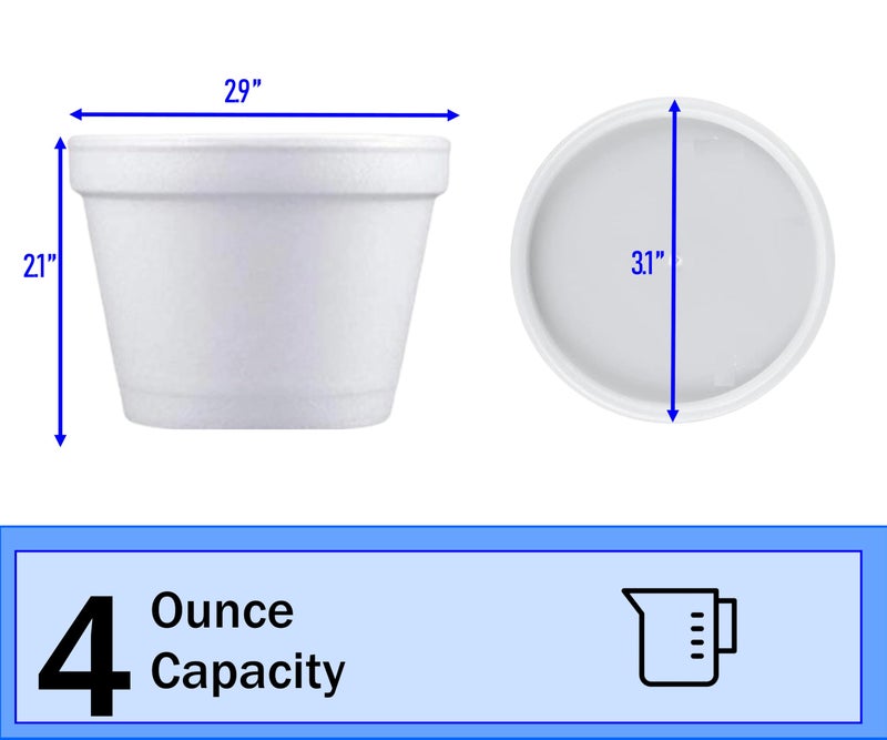 Mr. Miracle Mr Miracle Foam Bowl with Lid for Hot and Cold Foods â€“ 4 Ounce Disposable Soup Container with Vented Lid, Great for Ice Cream, Yogurt, Soup, Takeout [50 pack] - Image 2