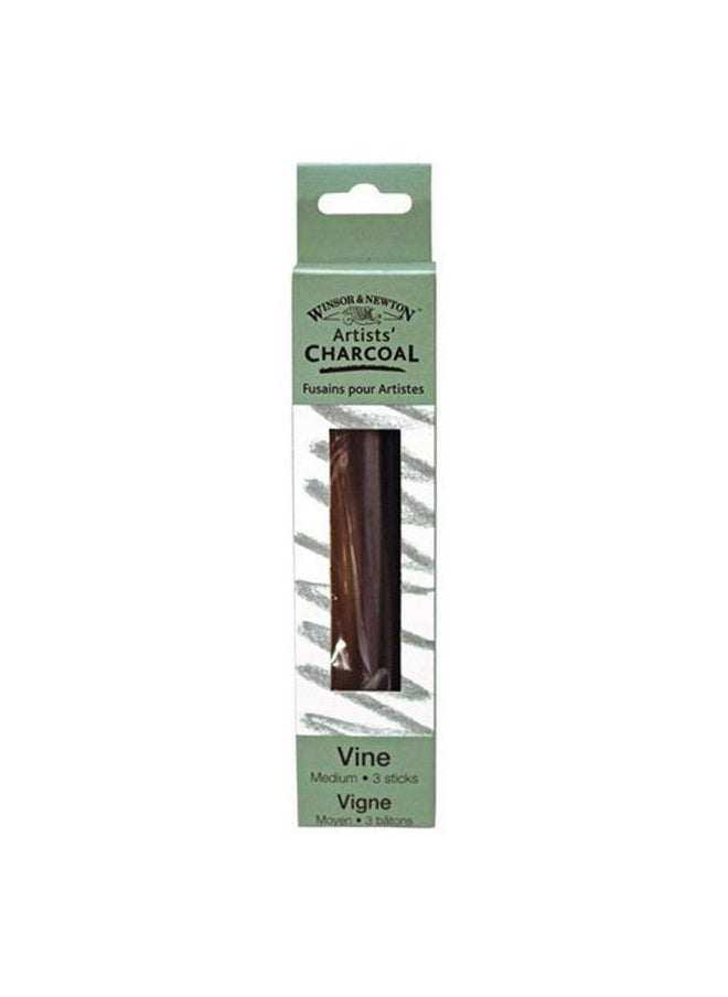 WINSOR & NEWTON Winsor & Newton Artist Vine Charcoal Sticks, Medium, Black, Box of 3 Sticks 