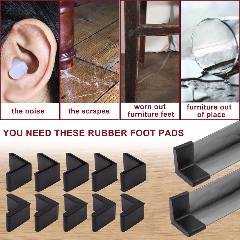 Suiwotin 10Pcs 35Mm X 35Mm L Shaped Rubber Angle Iron Caps, Black Furniture Angle Iron Foot Pads, L Shape Furniture Rubber Pad Foot Leg Cover - Image 4