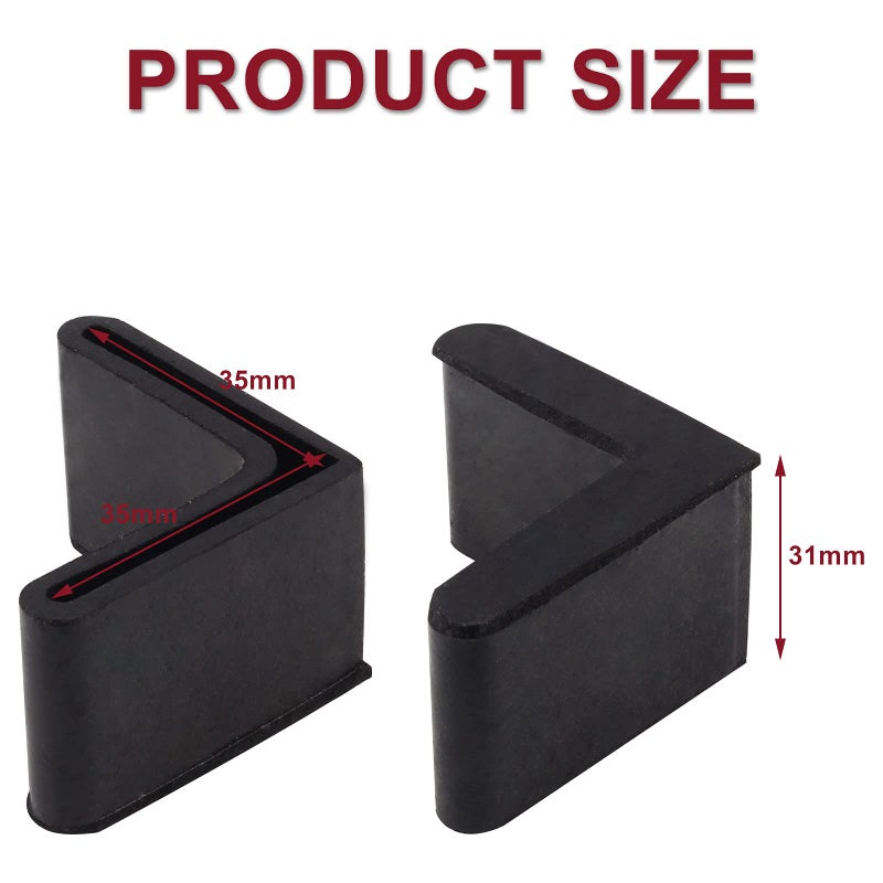 Suiwotin 10Pcs 35Mm X 35Mm L Shaped Rubber Angle Iron Caps, Black Furniture Angle Iron Foot Pads, L Shape Furniture Rubber Pad Foot Leg Cover - Image 3