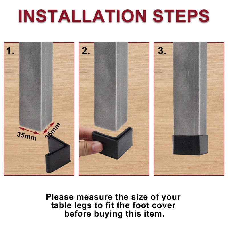 Suiwotin 10Pcs 35Mm X 35Mm L Shaped Rubber Angle Iron Caps, Black Furniture Angle Iron Foot Pads, L Shape Furniture Rubber Pad Foot Leg Cover - Image 5