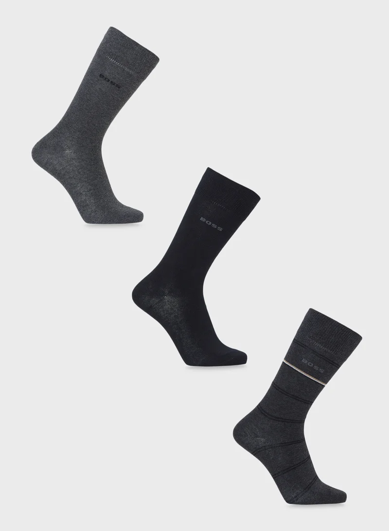 BOSS 3 Pack Gift Stripe Socks