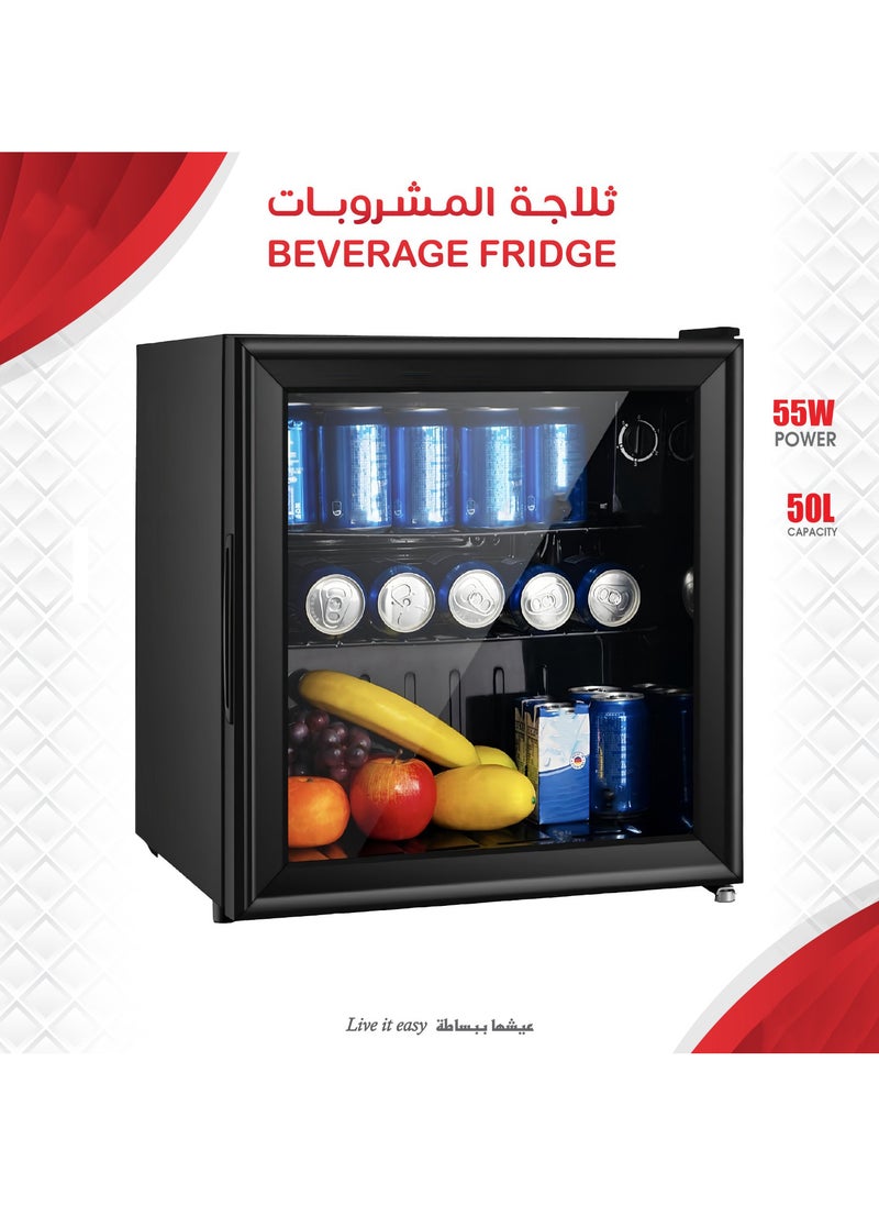 Generic Mini Refrigerator With Glass Door for Room or Office Use 55W Energy Saving 50L Capacity  - Image 1