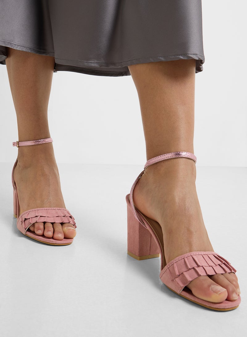 Ginger Block Heel Sandal With Frill Detail  - Image 5