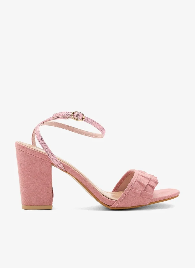Ginger Block Heel Sandal With Frill Detail