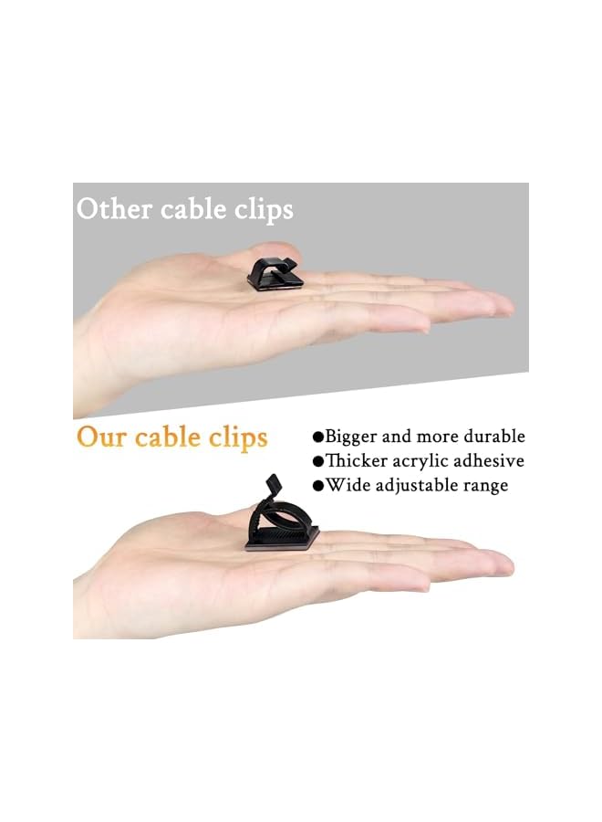 Green Tiger 50Pcs Adjustable Cable Management Clips, Adhesive Organizers Sticky Wire Clips Cord Holder for TV PC Ethernet Under Desk Wall Home Office - Image 4