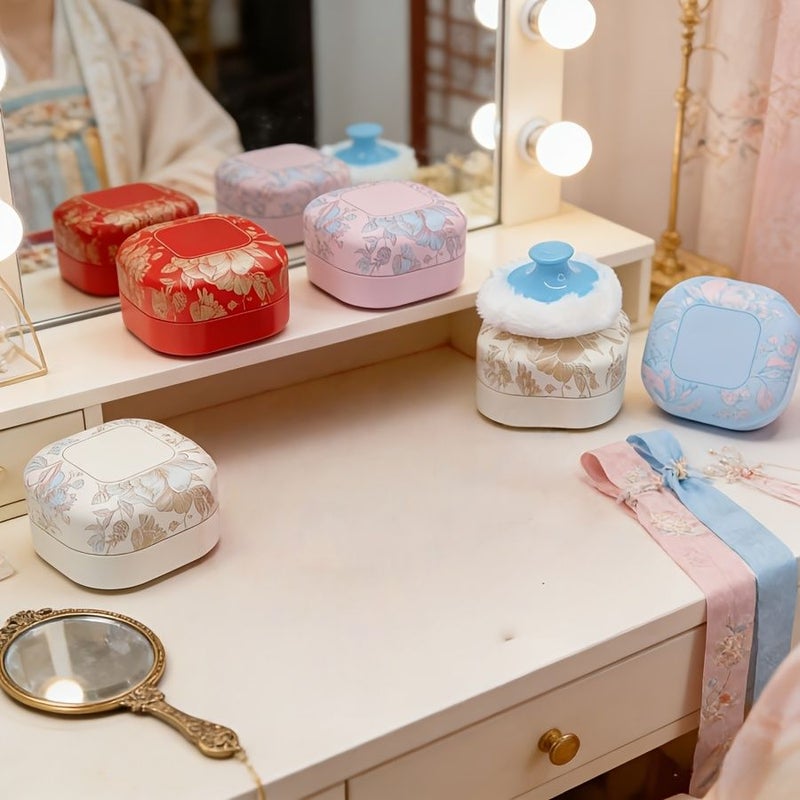 Red Large Plush Powder Puff Body Loose Powder Makeup Case Travel Fluffy - Image 5