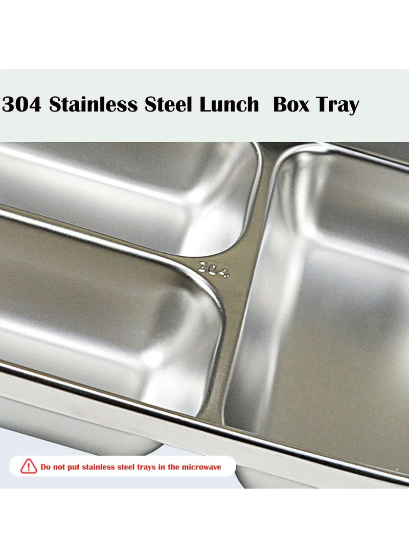 TOMSHOO Lunch Box for Kids Adults, 800ml Bento Lunch Box with Stainless Steel Lunch Containers Tray 3-Compartment, Leak-proof Bento Boxes for Kids Food Snack Containers for School Outdoors (Pink)  - Image 3