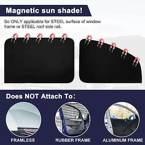 Ovege Car Side Window Sun Shade Magnetic Car Curtain Suction Magnetic Suedette －Front Seat 2pcs - Image 3