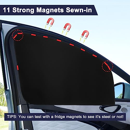 Ovege Car Side Window Sun Shade Magnetic Car Curtain Suction Magnetic Suedette －Front Seat 2pcs - Image 2