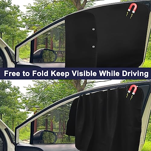 Ovege Car Side Window Sun Shade Magnetic Car Curtain Suction Magnetic Suedette －Front Seat 2pcs - Image 4